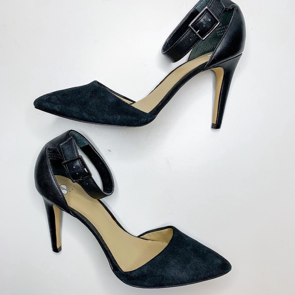 BP. Heels Women 7.5M Black Suede Pointed Toe Leath - Picture 4 of 8